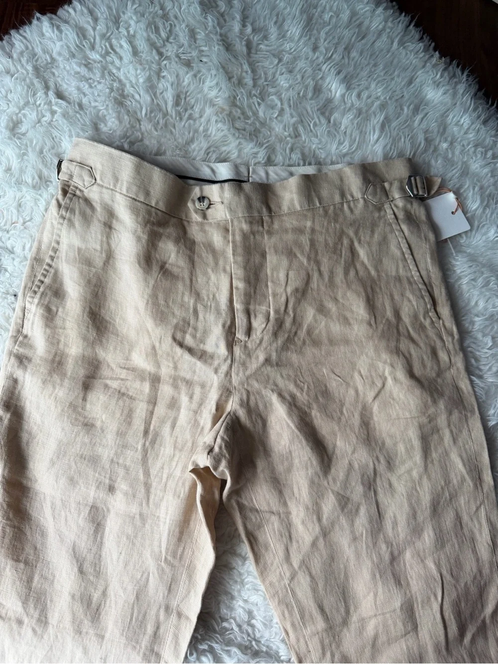 NWT Quince Cream and Beige European Linen Trousers 30x34